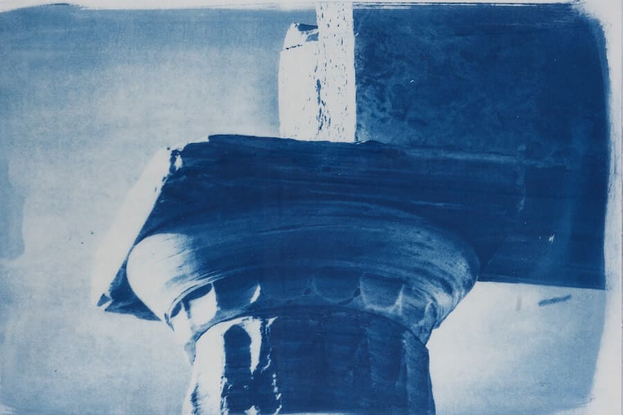 Sounion pillar cyanotype